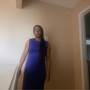 Calvin Klein Sleeveless Royal Blue Midi Sheath Dress